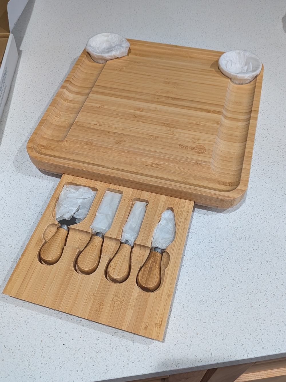 Bamboo Cheese Board Set with Knives - Natural
